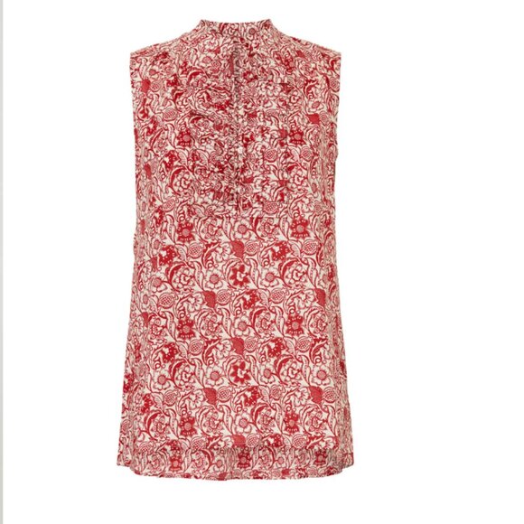 Size 48 (L/10) - DEREK LAM - Red Vintage Floral Top Rent the Runway $285 msrp - Picture 9 of 11